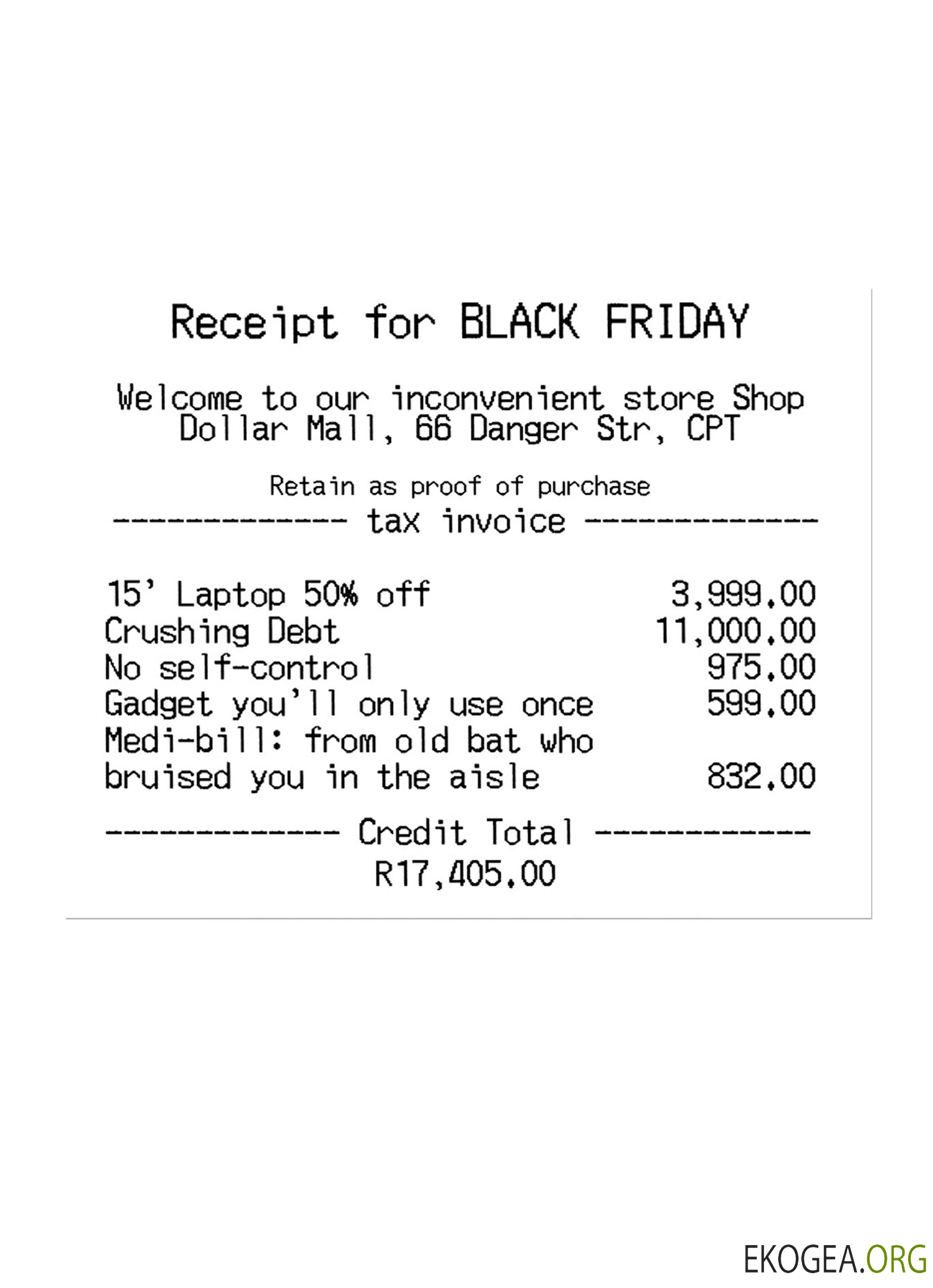 REÇU DU CHÈQUE DE PAIEMENT BLACK FRIDAY